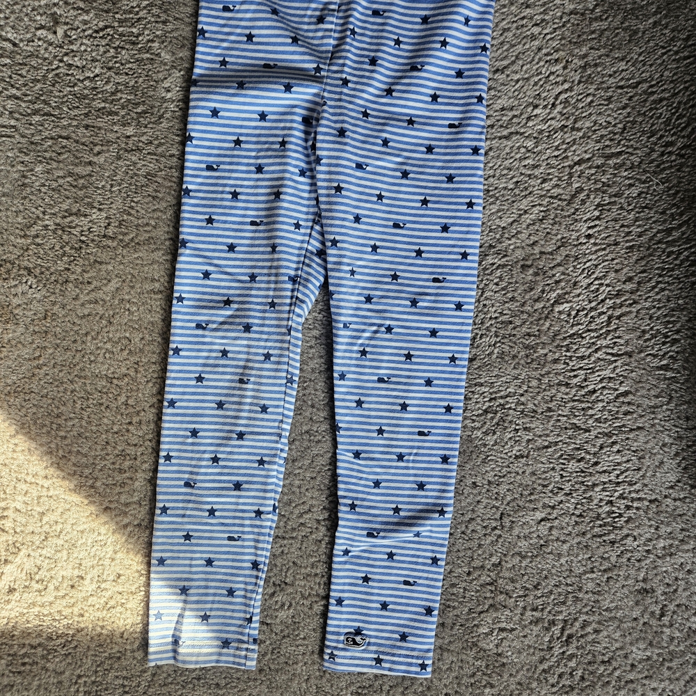 Vineyard Vines Kids Leggings with Blue Stripes and Stars